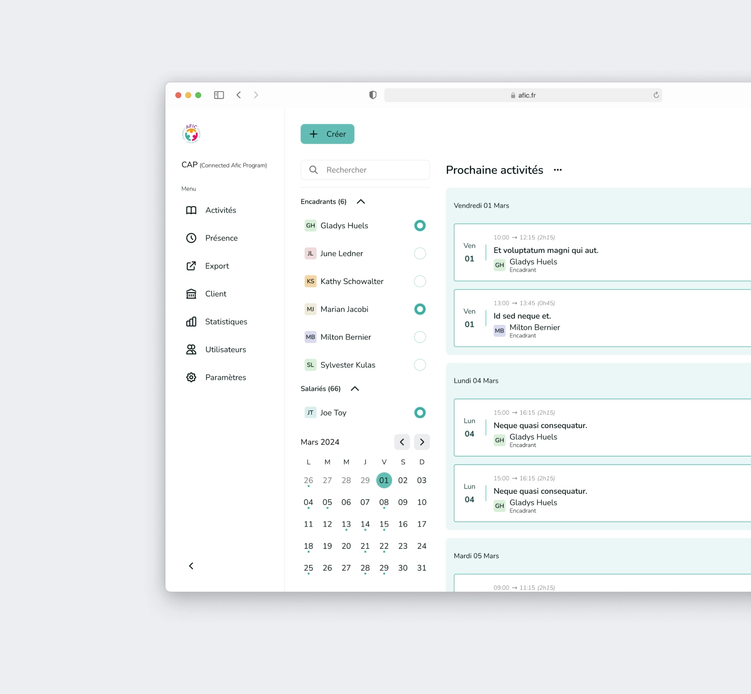 mockup afic home page