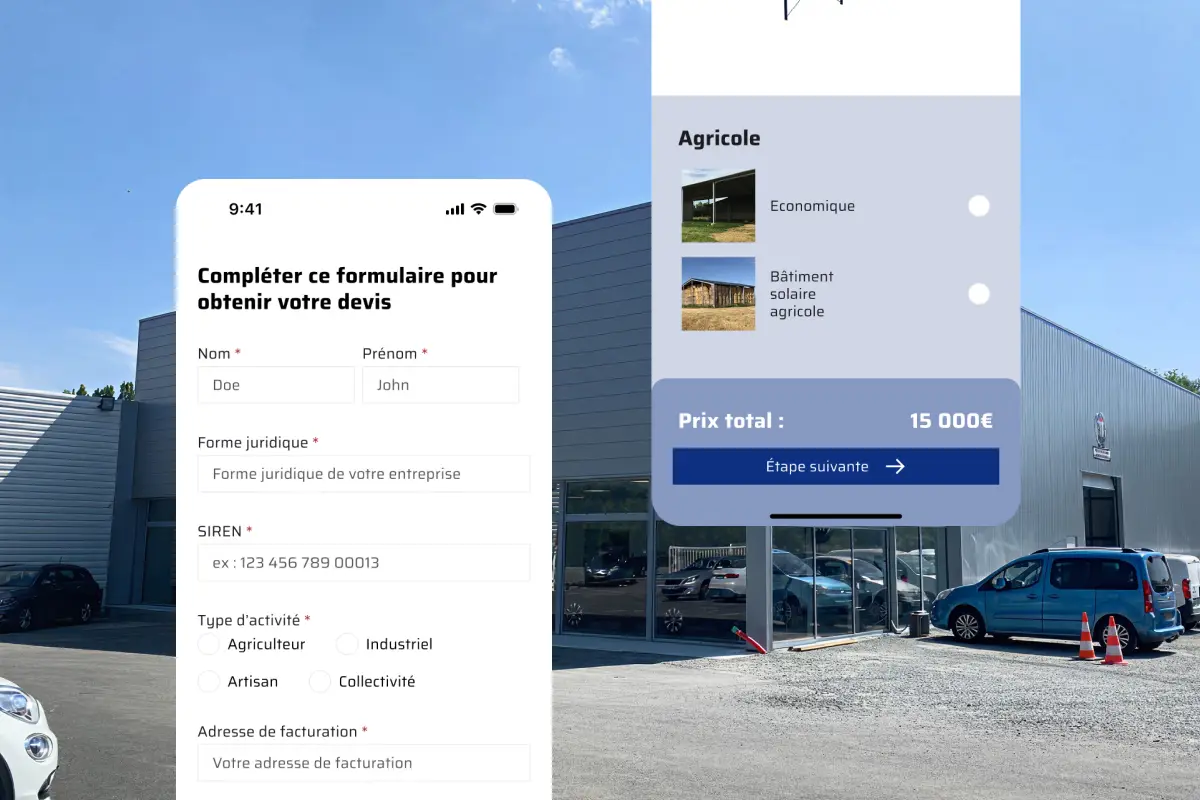 mockups bobet mobile configurateur charpente métallique